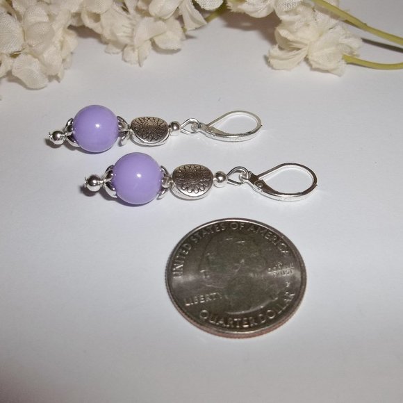Pretty Purple Beaded Earrings Set Handmade 5352 - Picture 5 of 7